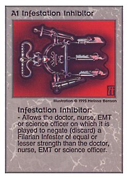 Need: 0    Want: 0    Have: 140 (+209)    Will Trade: 136    In Storage: 50              A1 ‑ Infestation Inhibitor  Set: PoM  Rarity: U1    Artist: Melissa A. Benson    