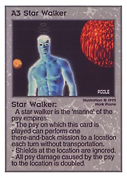Need: 0    Want: 0    Have: 139    Will Trade: 131    In Storage: 50              A3 ‑ Star Walker  Set: PoM  Rarity: U1    Artist: Mark Poole    