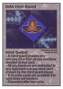 Need: 0    Want: 0    Have: 137 (+230)    Will Trade: 133    In Storage: 50              R/A4 ‑ Mind Guard  Set: PoM  Rarity: U1    Artist: Ralph Pecchia Jr.*    