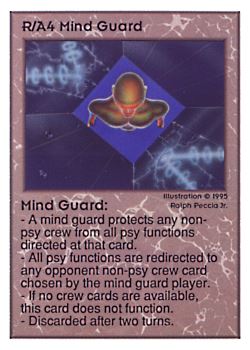 Need: 0    Want: 0    Have: 230 (+137)    Will Trade: 226    In Storage: 45              R/A4 ‑ Mind Guard  Set: UE  Rarity: U1    Artist: Ralph Pecchia Jr.*    
