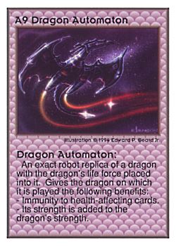 Need: 0    Want: 0    Have: 31 (+10)    Will Trade: 29    In Storage: 24              A9 ‑ Dragon Automaton  Set: UE  Rarity: V1    Artist: Edward P. Beard Jr.    