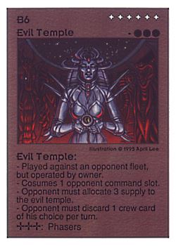 Need: 0    Want: 0    Have: 40 (+5)    Will Trade: 37    In Storage: 28              B6 ‑ Evil Temple  Set: UE  Rarity: V1    Artist: April Lee    
