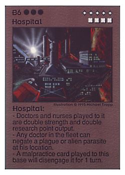 Need: 0    Want: 0    Have: 99 (+14)    Will Trade: 96    In Storage: 50              B6 ‑ Hospital  Set: UE  Rarity: R1    Artist: Michael Trapp    