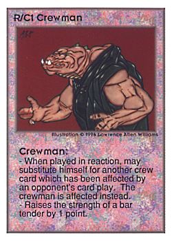 Need: 0    Want: 0    Have: 270 (+45)    Will Trade: 266    In Storage: 54              R/C1 ‑ Crewman  Set: UE  Rarity: C1    Artist: Lawrence Allen Williams    