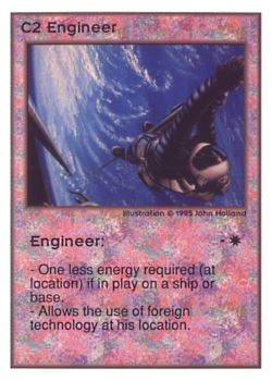 Need: 0    Want: 0    Have: 150    Will Trade: 142    In Storage: 37              C2 ‑ Engineer  Set: UE  Rarity: U1    Artist: John Holland    