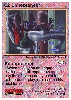 Need: 0    Want: 4    Have: 9    Will Trade: 0    In Storage: 0              C2 ‑ Entrepreneur  Set: Pro1  Rarity: Pro1    Artist: Edward P. Beard Jr.    