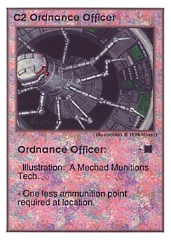 Need: 0    Want: 0    Have: 140 (+53)    Will Trade: 136    In Storage: 35              C2 ‑ Ordnance Officer  Set: UE  Rarity: U1    Artist: Nivard    