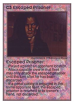 Need: 0    Want: 0    Have: 144 (+23)    Will Trade: 140    In Storage: 37              C3 ‑ Escaped Prisoner  Set: UE  Rarity: U1    Artist: Douglas Shuler    