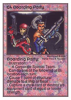 Need: 0    Want: 0    Have: 93 (+48)    Will Trade: 89    In Storage: 50              C4 ‑ Boarding Party  Set: UE  Rarity: R1    Artist: Ne'Ne Tina A. Thomas    