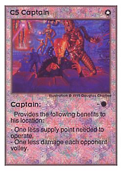 Need: 0    Want: 0    Have: 149    Will Trade: 141    In Storage: 46              C5 ‑ Captain  Set: UE  Rarity: U1    Artist: Douglas Chaffee    