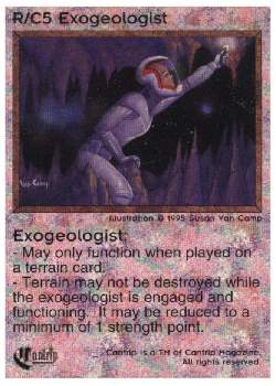 Need: 1    Want: 12    Have: 0    Will Trade: 0    In Storage: 0              R/C5 ‑ Exogeologist  Set: Pro1  Rarity: Pro1    Artist: Susan Van Camp    