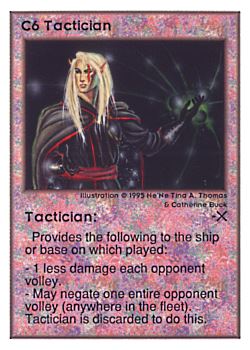 Need: 0    Want: 0    Have: 103 (+12)    Will Trade: 100    In Storage: 50              C6 ‑ Tactician  Set: UE  Rarity: R1    Artist: Ne'Ne Tina A. Thomas & Catherine Buck    