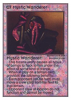 Need: 0    Want: 0    Have: 30 (+3)    Will Trade: 27    In Storage: 18              C7 ‑ Mystic Wanderer  Set: UE  Rarity: V1    Artist: Douglas Shuler    
