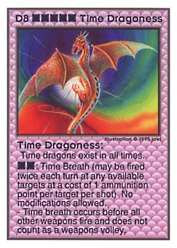Need: 0    Want: 0    Have: 12    Will Trade: 8    In Storage: 7              D8 ‑ Time Dragoness  Set: UE  Rarity: V1    Artist: jael    