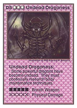 Need: 0    Want: 0    Have: 38 (+4)    Will Trade: 36    In Storage: 10              D8 ‑ Undead Dragoness  Set: UE  Rarity: V4    Artist: Edward P. Beard Jr.    