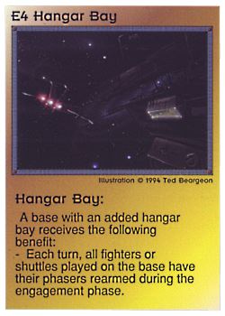 Need: 0    Want: 0    Have: 26    Will Trade: 18    In Storage: 13              E4 ‑ Hangar Bay  Set: PE  Rarity: V2    Artist: Ted Beargeon    