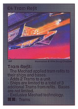 Need: 0    Want: 0    Have: 196 (+28)    Will Trade: 192    In Storage: 38              E4 ‑ Tram Refit  Set: UE  Rarity: U1    Artist: Douglas Chaffee    