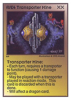 Need: 0    Want: 0    Have: 221 (+23)    Will Trade: 217    In Storage: 44              R/E4 ‑ Transporter Mine  Set: UE  Rarity: U1    Artist: Nivard    