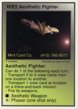 Need: 1    Want: 12    Have: 0    Will Trade: 0    In Storage: 0              R/E5 ‑ Aesthetic Fighter  Set: Pro4  Rarity: Pro4    Artist: Sigmund Frye    