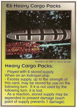 Need: 1    Want: 12    Have: 0    Will Trade: 0    In Storage: 0              E6 ‑ Heavy Cargo Packs  Set: Pro7  Rarity: Pro7    Artist: C. Henry Schulte    