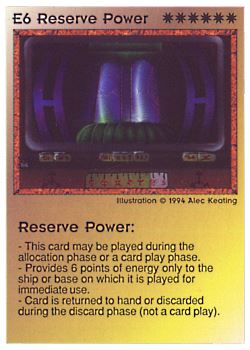 Need: 0    Want: 6    Have: 7    Will Trade: 0    In Storage: 0              E6 ‑ Reserve Power  Set: PE  Rarity: V1    Artist: Alec Keating    