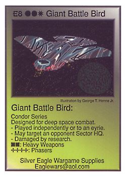 Need: 0    Want: 12    Have: 1    Will Trade: 0    In Storage: 0              E8 ‑ Giant Battle Bird (Condor Series)  Set: Pro5  Rarity: Pro5    Artist: George T. Henne Jr.    