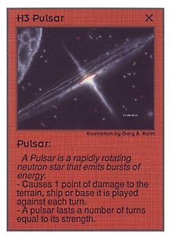 Need: 0    Want: 0    Have: 610 (+34)    Will Trade: 606    In Storage: 50              H3 ‑ Pulsar  Set: UE  Rarity: C1    Artist: Gary A. Kalin    