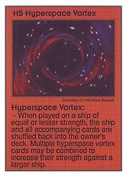 Need: 0    Want: 4    Have: 9    Will Trade: 0    In Storage: 0              H5 ‑ Hyperspace Vortex  Set: AT  Rarity: R1    Artist: Mark Maxwell    