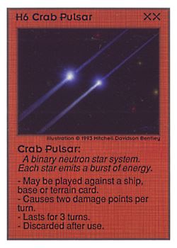 Need: 0    Want: 0    Have: 96 (+39)    Will Trade: 93    In Storage: 50              H6 ‑ Crab Pulsar  Set: UE  Rarity: R1    Artist: Mitchell Davidson Bentley    