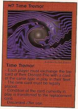 Need: 1    Want: 12    Have: 0    Will Trade: 0    In Storage: 0              H7 ‑ Time Tremor  Set: Pro0  Rarity: Pro0    Artist: Bob Wesson    