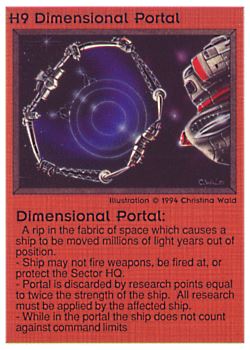 Need: 0    Want: 0    Have: 6 (+25)    Will Trade: 4    In Storage: 0              H9 ‑ Dimensional Portal  Set: PE  Rarity: V1    Artist: Christina Wald    