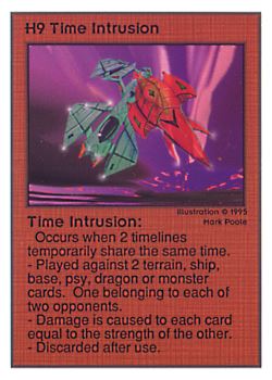 Need: 0    Want: 0    Have: 27 (+40)    Will Trade: 25    In Storage: 19              H9 ‑ Time Intrusion  Set: UE  Rarity: V1    Artist: Mark Poole    