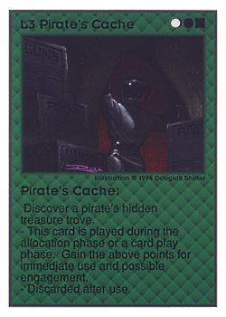 Need: 0    Want: 0    Have: 216 (+64)    Will Trade: 212    In Storage: 45              L3 ‑ Pirate's Cache  Set: UE  Rarity: U1    Artist: Douglas Shuler    