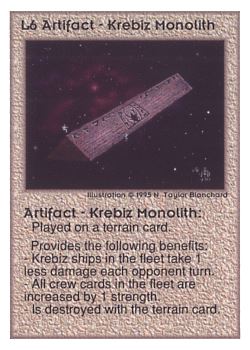 Need: 0    Want: 0    Have: 33 (+12)    Will Trade: 30    In Storage: 0              L6 ‑ Artifact ‑ Krebiz Monolith  Set: UE  Rarity: V4    Artist: N. Taylor Blanchard    