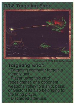 Need: 0    Want: 0    Have: 33 (+23)    Will Trade: 31    In Storage: 21              R/L8 ‑ Targeting Error  Set: PE  Rarity: V2    Artist: Ralph Pecchia Jr.    