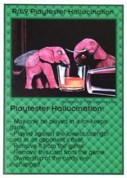 Need: 1    Want: 12    Have: 0    Will Trade: 0    In Storage: 0              R/L9 ‑ Playtester Hallucination  Set: Pro0  Rarity: Pro0    Artist: Lissanne Lake    