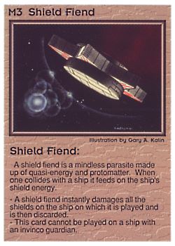 Need: 0    Want: 0    Have: 27 (+406)    Will Trade: 23    In Storage: 18              M3 ‑ Shield Fiend  Set: PE  Rarity: C2    Artist: Gary A. Kalin    