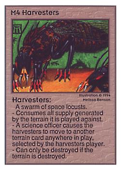 Need: 0    Want: 0    Have: 25 (+9)    Will Trade: 21    In Storage: 17              M4 ‑ Harvesters  Set: UE  Rarity: V1    Artist: Melissa A. Benson    