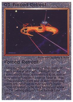 Need: 0    Want: 0    Have: 53    Will Trade: 45    In Storage: 40              O3 ‑ Forced Retreat  Set: PE  Rarity: C1    Artist: Gary A. Kalin    