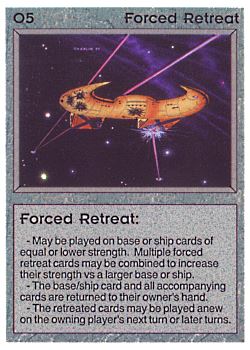 Need: 1    Want: 0    Have: 0 (+30)    Will Trade: 0    In Storage: 0              O5 ‑ Forced Retreat  Set: AL  Rarity: U1    Artist: Gary A. Kalin    
