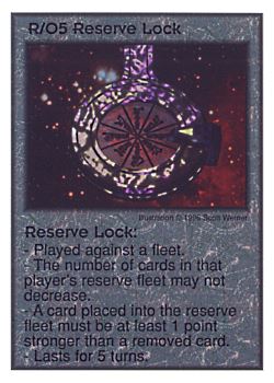 Need: 0    Want: 5    Have: 8    Will Trade: 0    In Storage: 0              R/O5 ‑ Reserve Lock  Set: Per  Rarity: U1    Artist: Scott Werner    