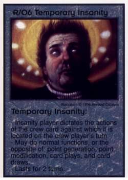 Need: 3    Want: 10    Have: 0    Will Trade: 0    In Storage: 0              R/O6 ‑ Temporary Insanity  Set: GI  Rarity: V1    Artist: Armand Cabrera    