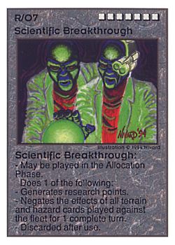 Need: 0    Want: 0    Have: 34 (+8)    Will Trade: 31    In Storage: 25              R/O7 ‑ Scientific Breakthrough  Set: UE  Rarity: V1    Artist: Nivard    