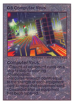 Need: 0    Want: 0    Have: 21 (+6)    Will Trade: 19    In Storage: 12              O8 ‑ Computer Virus  Set: UE  Rarity: V1    Artist: Christina Wald    