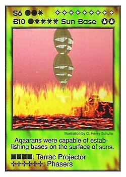 Need: 2    Want: 1    Have: 0    Will Trade: 0    In Storage: 0              B10/S6 ‑ Sun Base (Aqaaran)  Set: GI  Rarity: E1    Artist: C. Henry Schulte    