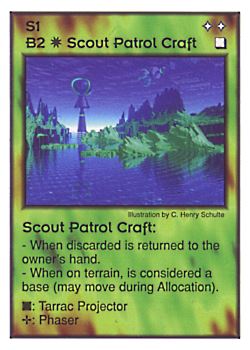 Need: 1    Want: 4    Have: 4    Will Trade: 0    In Storage: 0              B2/S1 ‑ Scout Patrol Craft (Aqaaran)  Set: GI  Rarity: V2    Artist: C. Henry Schulte    