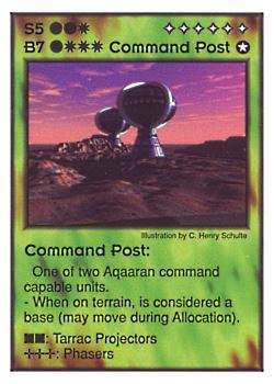 Need: 0    Want: 2    Have: 5    Will Trade: 0    In Storage: 0              B7/S5 ‑ Command Post (Aqaaran)  Set: GI  Rarity: V2    Artist: C. Henry Schulte    
