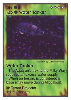 Need: 2    Want: 4    Have: 3    Will Trade: 0    In Storage: 0              S4/B3 ‑ Water Tanker (Aqaaran)  Set: GI  Rarity: V2    Artist: C. Henry Schulte    