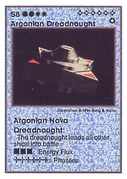 Need: 0    Want: 0    Have: 33 (+8)    Will Trade: 31    In Storage: 28              S8 ‑ Argonian Dreadnought ‑ Argonian Nova Dreadnought  Set: UE  Rarity: V1    Artist: Gary A. Kalin    