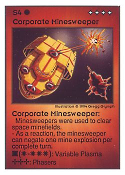 Need: 0    Want: 0    Have: 95 (+31)    Will Trade: 91    In Storage: 27              S4 ‑ Corporate Minesweeper  Set: UE  Rarity: R4    Artist: Gregg Glymph    